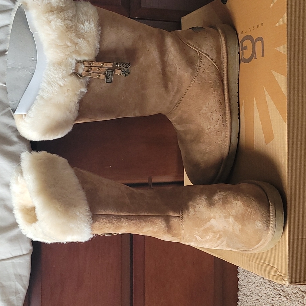 Ugg Tall Boots with Plumdale Charm, Tan, W 10
